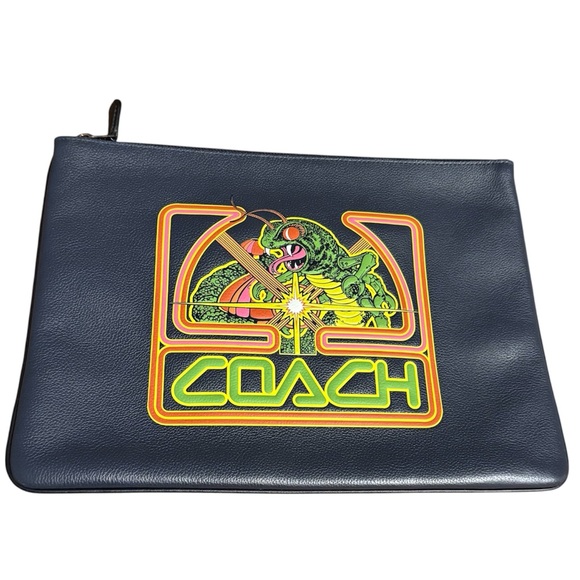 COACH x Atari Centipede Leather Large Pouch Clutch - Picture 1 of 14